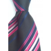 Stropdas zwart roze blauw brede streep